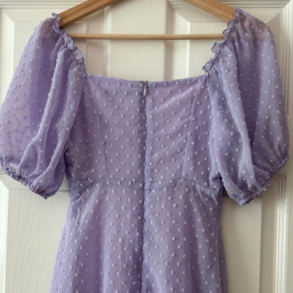 Missguided Dobby Spot Milkmaid Mini Dress - Lilac / Lavender Size 0 - Picture 6 of 10